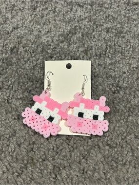 Pink cow earrings